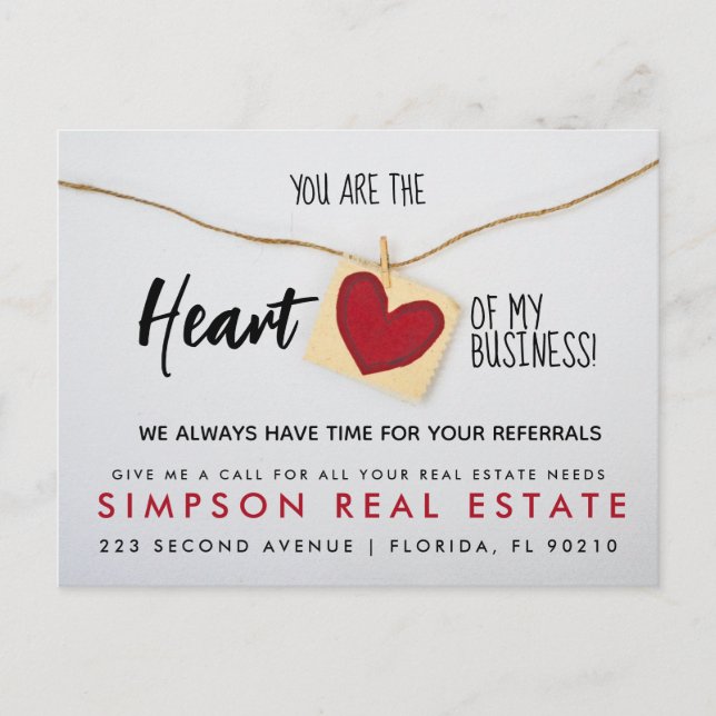real estate heart referrals Announcement (Front)