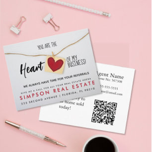 real estate heart referrals Announcement Postcard