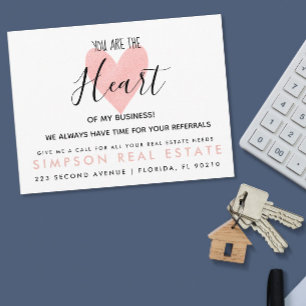 real estate heart referrals Announcement Postcard