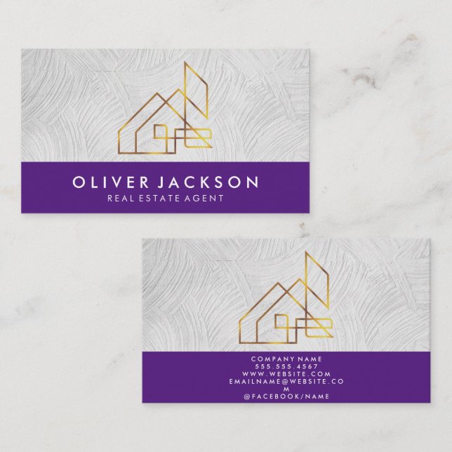 Real Estate Home Icon | Modern Style Business Card (Front/Back)