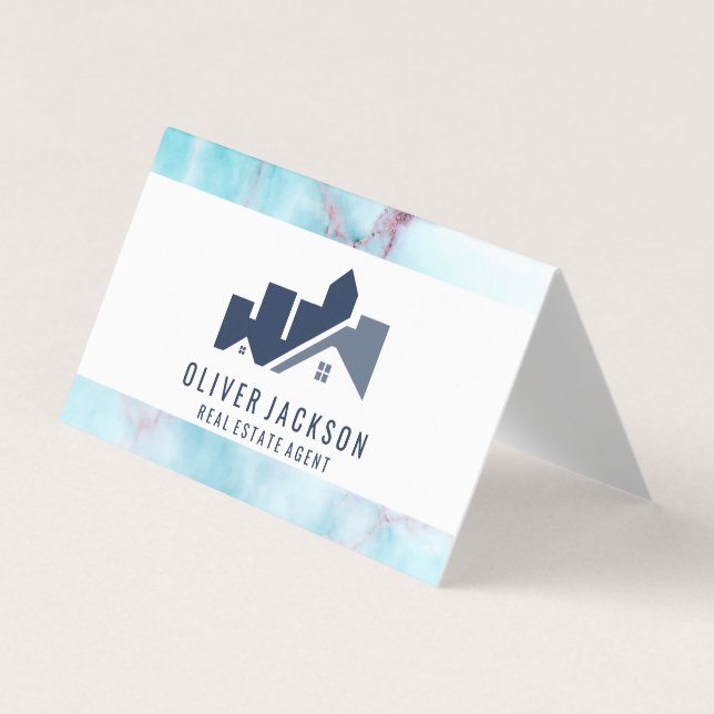 Real Estate Home Icon | Ocean Granite Business Card (Front)