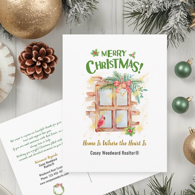 Real Estate Home Is Where the Heart Is Christmas  Holiday Postcard (Creator Uploaded)
