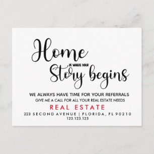 real estate Home is where your story begins  Announcement Postcard