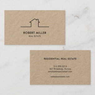 Real Estate Home Logo Realtor Kraft Business Card