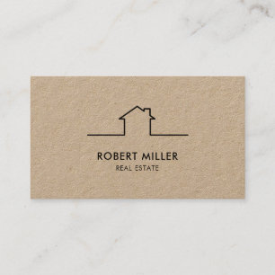 Real Estate Home Logo Realtor Kraft Business Card