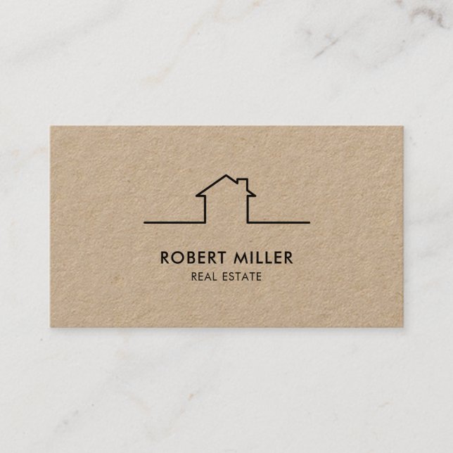 Real Estate Home Logo Realtor Kraft Business Card (Front)