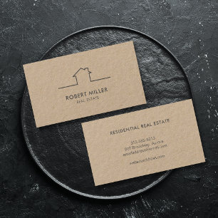 Real Estate Home Logo Realtor Kraft Business Card