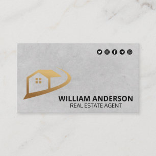 Real Estate Home Logo   Social Media Icons Business Card