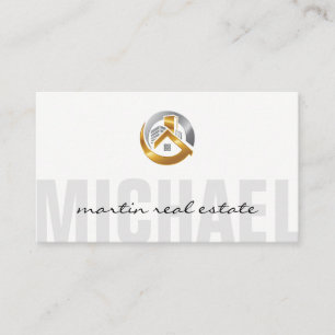 Real Estate Home Metallic Logo Business Card