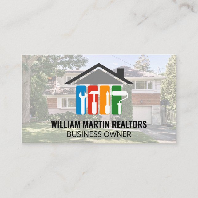Real Estate Home Repair Logo | Neighbourhood Home Business Card (Front)