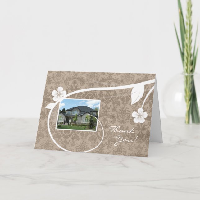 Real Estate Home Thank You Greeting Card Beige (Front)