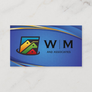 Real Estate Homes   Blue Backgound Business Card