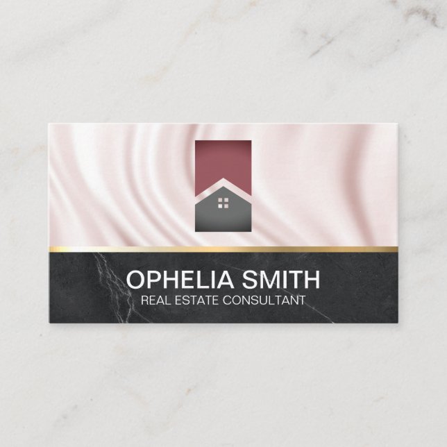 Real Estate Homes | Silk Drapery | Marble Business Card (Front)