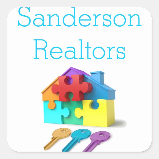 Real Estate, House and Keys, Realtor, estate agent Square Sticker (Front)