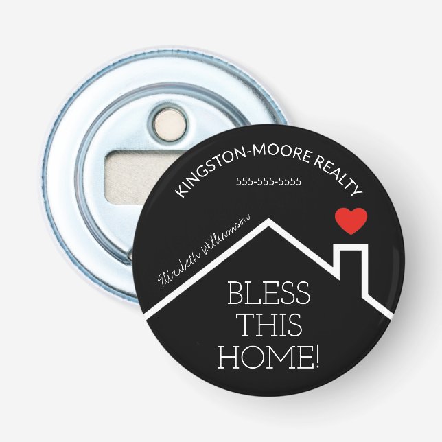 Real Estate House Heart Custom Bottle Opener (Front)