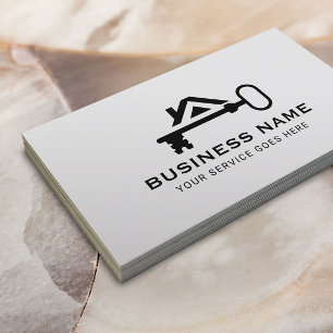 Real Estate House Key Logo Professional Realtor Business Card