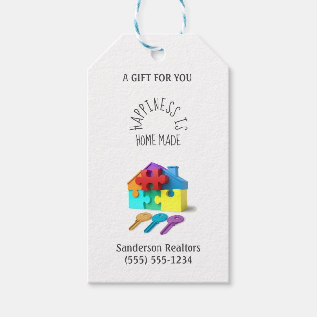 Real Estate House Keys  Gift Tags (Front)