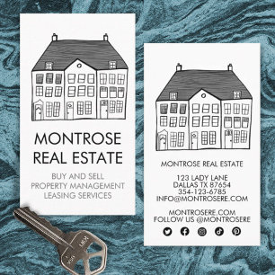 REAL ESTATE House Line Art Chic Minimal CUSTOM Business Card
