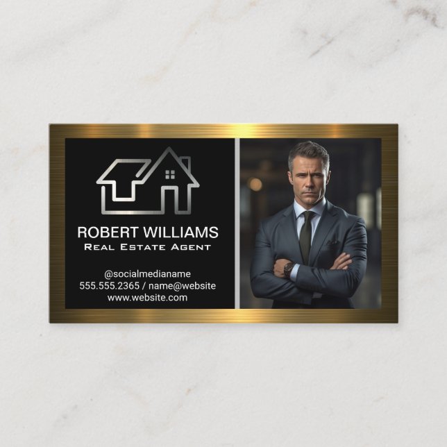 Real Estate House Logo | Businessman  Business Card (Front)