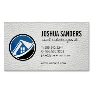 Real Estate House Logo   Leather Magnetic Business Card
