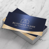 Real Estate House Logo Modern Navy Blue & Gold