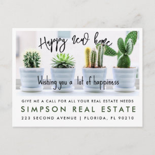 real estate house plants  referrals  announcement postcard