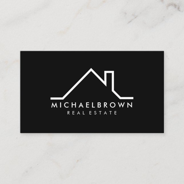 Real Estate House Roof Logo Business Card (Front)