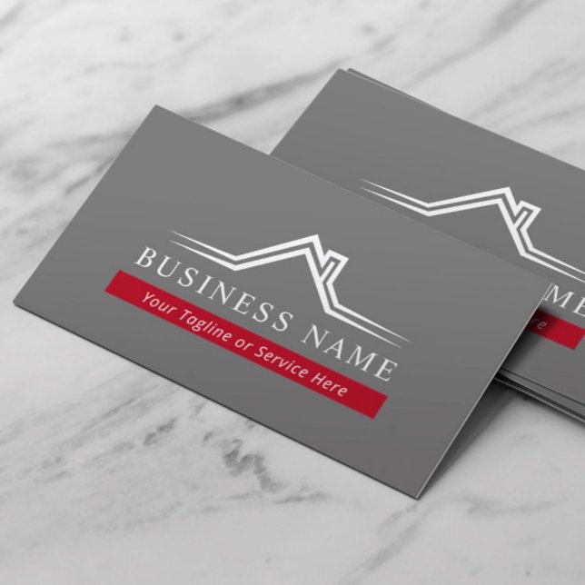 Real Estate House Roof Logo Professional Business Card (Creator Uploaded)