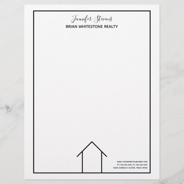 Real Estate House Simple Chic Custom Business Custom Letterhead (Front)