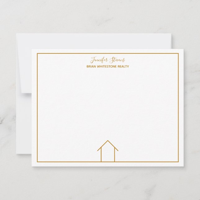 Real Estate House Simple Chic Custom Gold Realtor Card (Front)