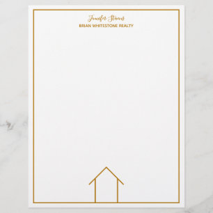 Real Estate House Simple Chic Gold Custom Realtor Letterhead