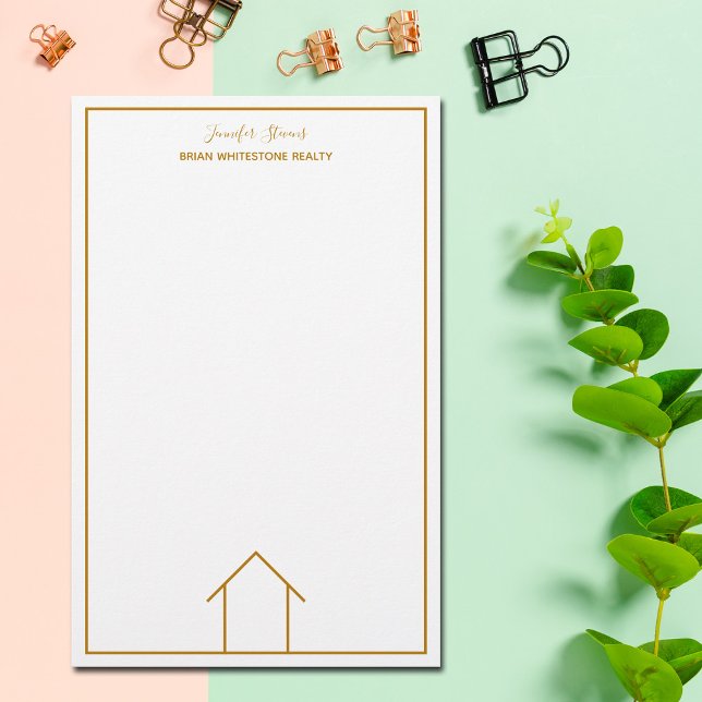 Real Estate House Simple Chic Gold Custom Realtor Stationery (Creator Uploaded)