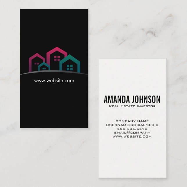 Real Estate Houses Logo Business Card (Front/Back)