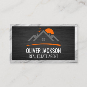 Real Estate Houses Properties   Marble Border Business Card