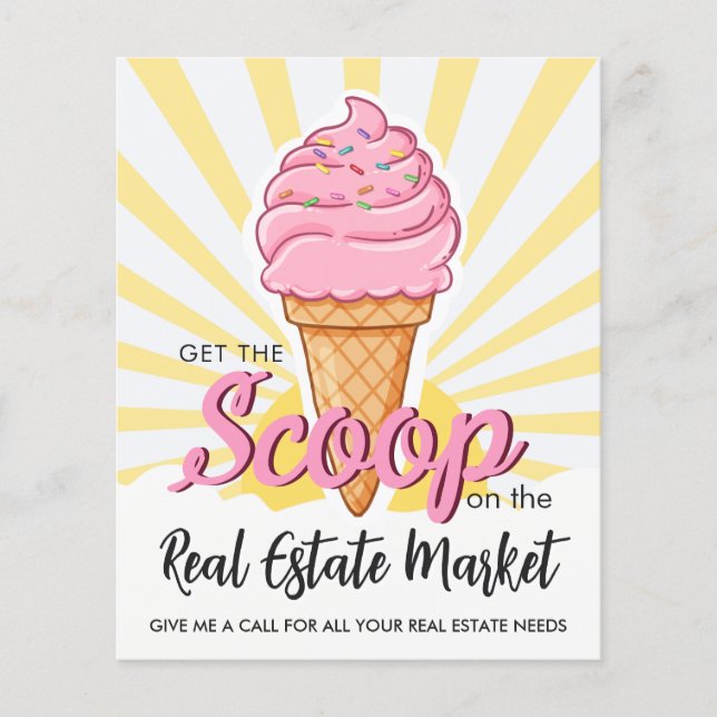 Real Estate Ice-Cream Scoop Referrals Flyer | Fun  (Front)