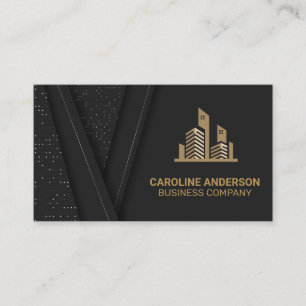 Real Estate Icon   Black Luxury Gold  Business Card