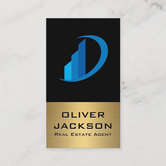Real Estate Icon | Gold Metallic Business Card (Front)