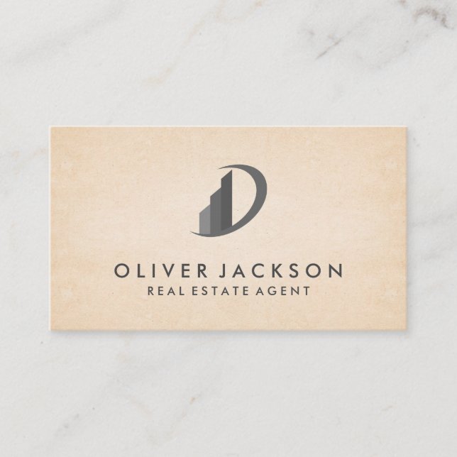 Real Estate Icon | Paper Texture Business Card (Front)