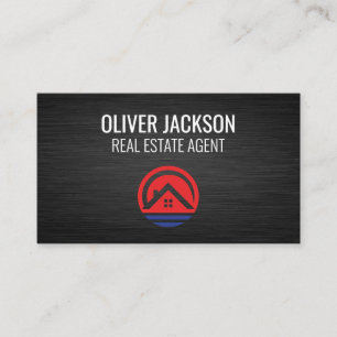 Real Estate Icon   Sleek Black Metallic Business Card