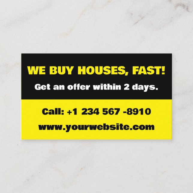 Real Estate Investor Business Card - We Buy Houses (Front)