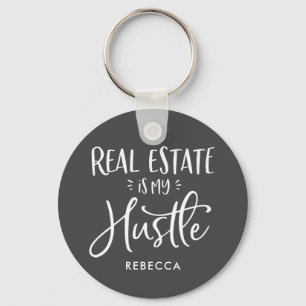 Real Estate Is My Hustle Personalised Agent Grey Key Ring