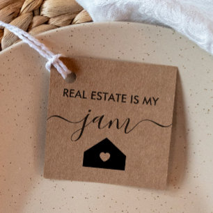 Real Estate is My Jam Gift Tag, Realtor Tag, Kraft Favour Tags
