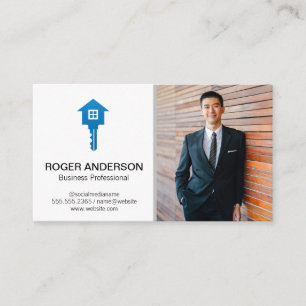 Real Estate Key Home Logo   Business Man Card