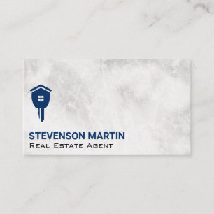 Real Estate Key   Marble Background Business Card