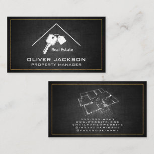 Real Estate   Keys Home and Blueprints Business Card