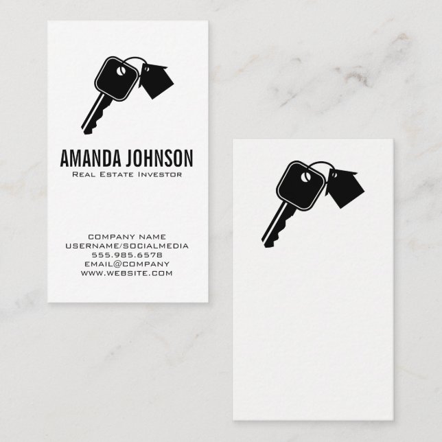 Real Estate Keys House Logo | Simple Business Card (Front/Back)