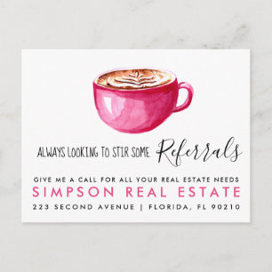 real estate Latte referrals Announcement Postcard