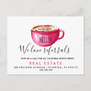 real estate Latte referrals Announcement Postcard