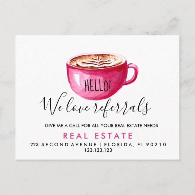 real estate Latte referrals Announcement Postcard (Front)