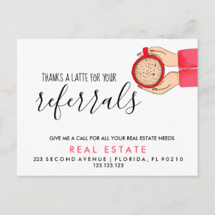 real estate Latte referrals Announcement Postcard